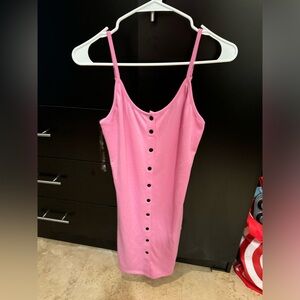 ACTIVE USA Pink Button Down Ribbed Cami Dress